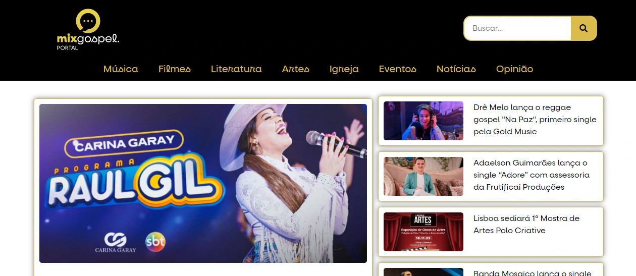 Exemplo de site criado para Portal Mix Gospel